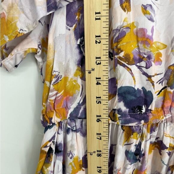 NWT Torrid Midi Dress Floral Tiered Ruffled
Stretch Gold/Purple Size 1 1X 14-16 - Picture 8 of 15
